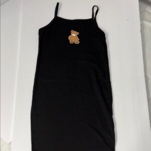 SHEIN Black Dress with Teddy Bear Patch